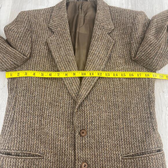 Vintage Woolmark Pura Lana Vergine Brown Tweed 2 Button Pockets Blazer - Picture 10 of 11